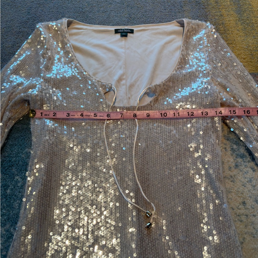 Wild Fable Target Sequin Long Sleeve Mini Dress bell sleeves, small - Picture 6 of 10